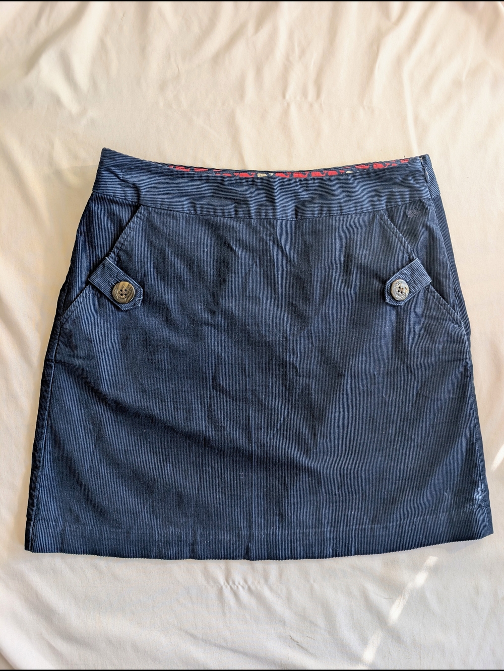 Vinyard Vines Navy Corduroy A-Line Skirt